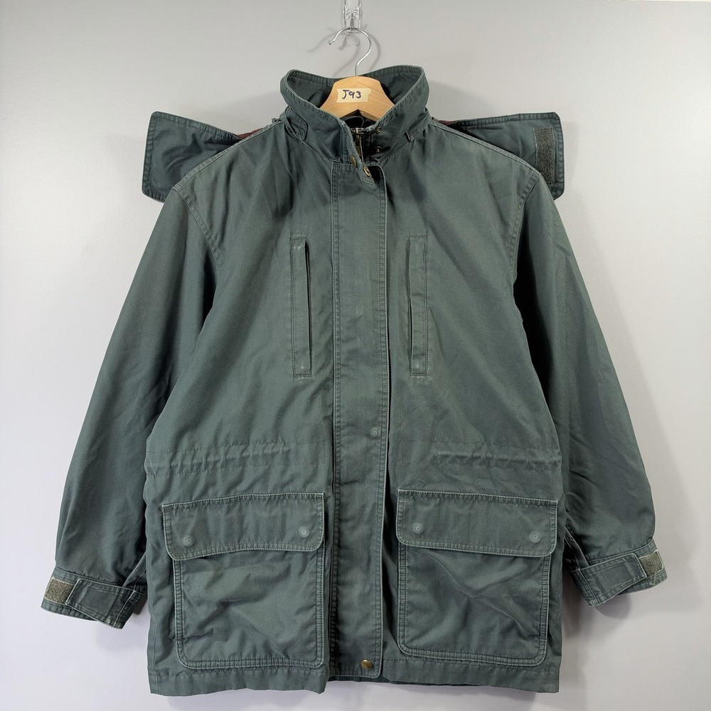 Vintage Lands' End Coat Womens Petite XS Green Hooded Wool Lined Parka Hong Kong